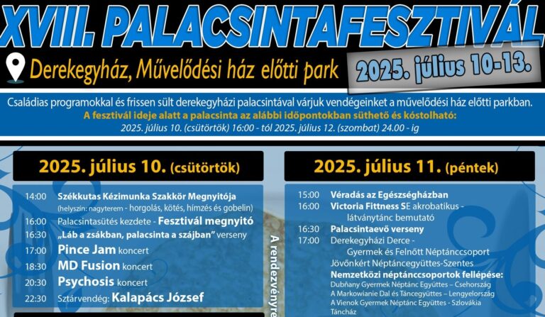 A 18. palancsintafesztiválra készül Derekegyház