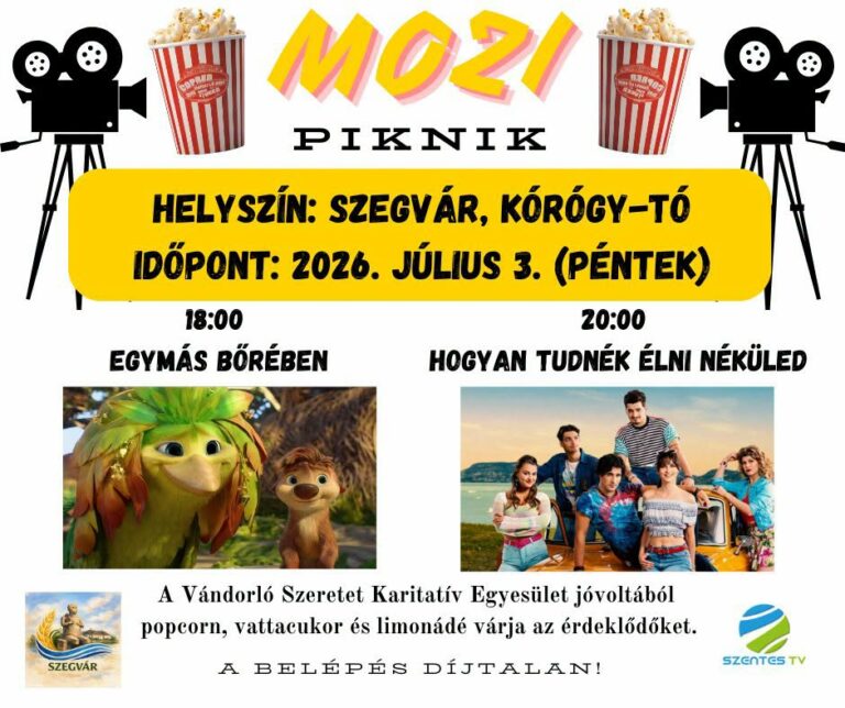 Mozipiknik Szegváron: nyári hangulat és filmélmények a Kórógy-tónál