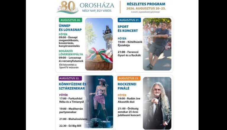 Négy napon át ünnepli várossá válásának 80. évfordulóját Orosháza