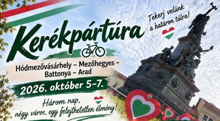 Háromnapos kerékpártúra indul Hódmezővásárhelyről Aradra