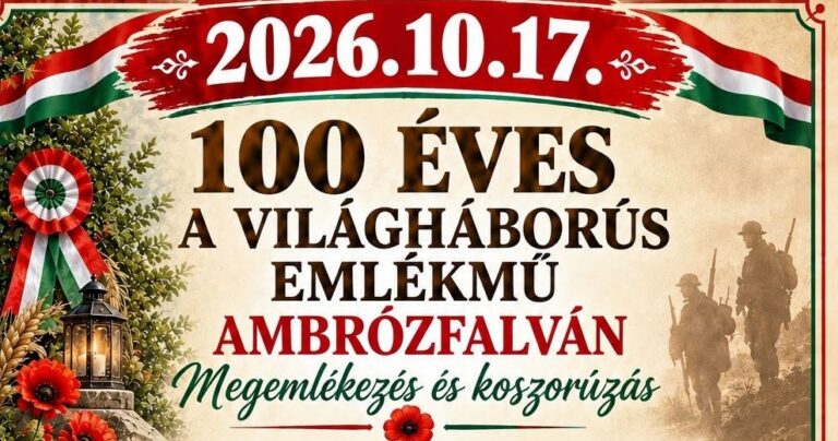Százéves az első világháborús emlékmű Ambrózfalván – ünnepi megemlékezést rendeznek